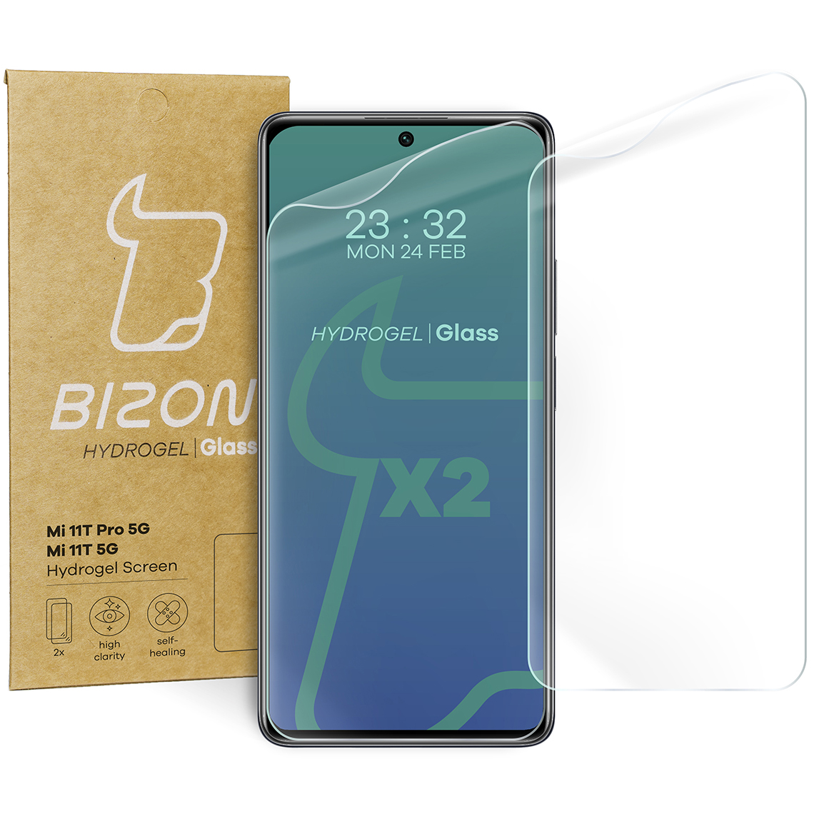 Folia hydrożelowa Bizon Film Hydrogel Front Duo dla Xiaomi 11T / 11T Pro, 2 sztuki